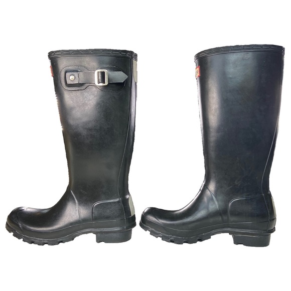 Hunter Shoes Women’s Size 6 EU 37 Tall Rain Boots Solid Black Classic Yng-Gloss - Picture 10 of 14